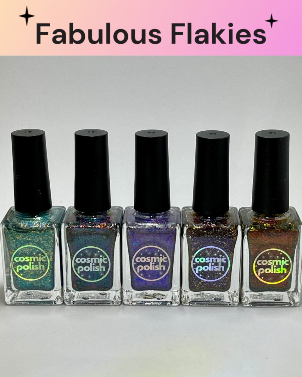 Unveiling Cosmic Elegance: The Fabulous Flakies Nail Polish Bundle - Cosmic Polish Australia